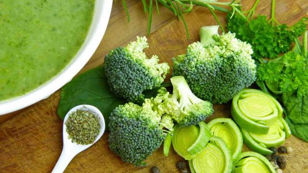 Green soup, broccoli and green veggies